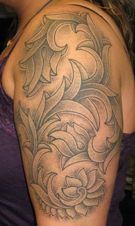 Jay Laviolette Tattoos dotwork flowers
