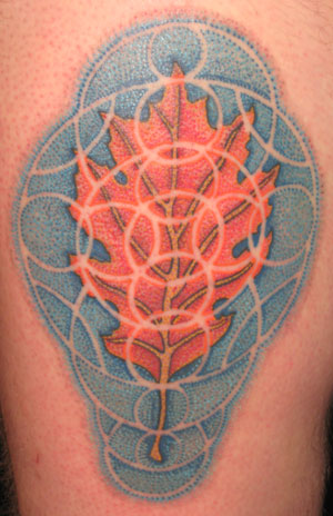 Jay Laviolette Tattoos oak leaf dot work