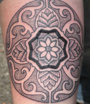 Tattoos - Tribal tattoos - dot work flower