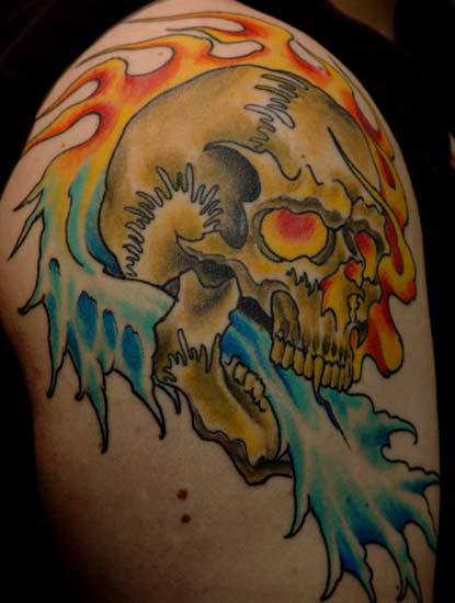 Tattoos - Nature Fire tattoos - skull 