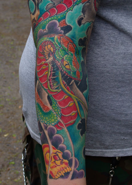 Traditional American tattoos Tattoos snake sleeve