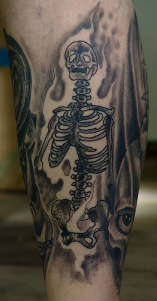 Black and Gray tattoos Tattoos burning skeleton
