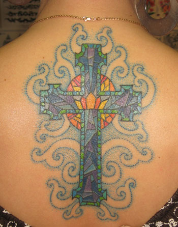 Tattoos stained glass cross