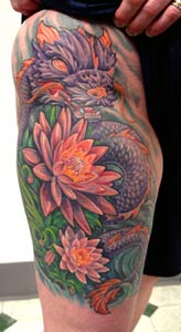 Tattoos - Dragon and Flowers - 14941