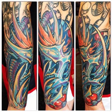 Ron Earhart - Bio arm sleeve tattoo