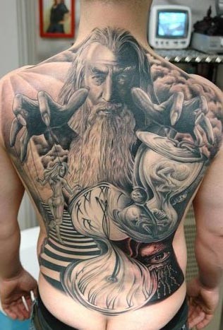 Andy Engel Wizard Back Tattoo