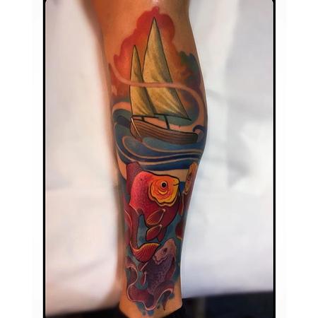 Andrea Lanzi - Boat and Fish Tattoo