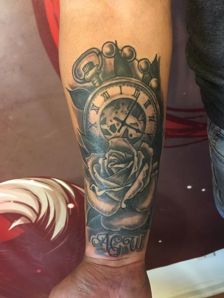 Tattoos - Rose and watch - 130751