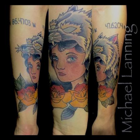 Michael Lanning - wolf girl tattoo