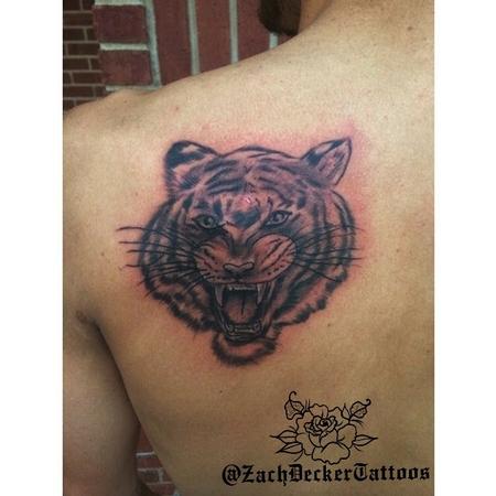 Tattoos - Black and Grey Tiger Head - 128201