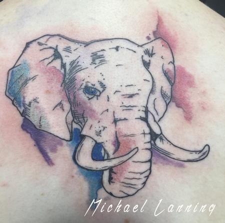 Tattoos - Watercolor Elephant - 128156