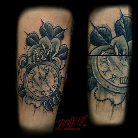 Zach Decker - Sketchy Traditional-ish Rose and Pocketwatch