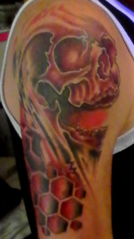 Tattoos - Red Skull Hive Design - 104867