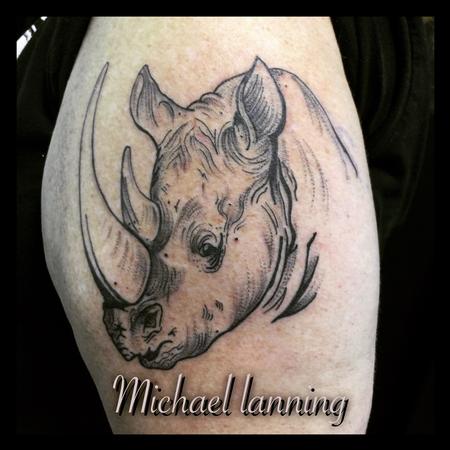 Tattoos - Black work rhino - 123263