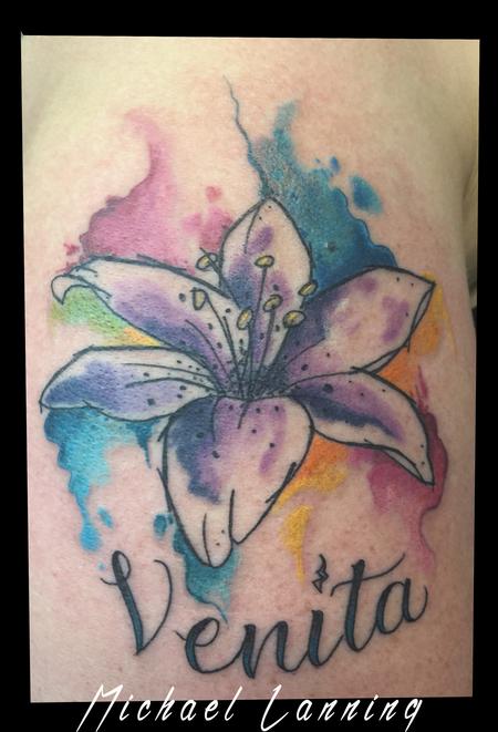 Tattoos - water color lily - 128159
