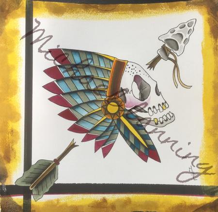 Tattoos - Traditional chief skull - 119980