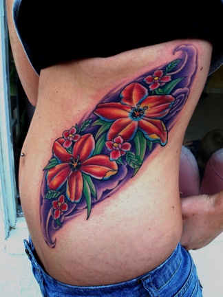 Tattoos Tattoos Fine Line Flowers on ribs