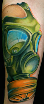 Mike Demasi - gas mask tattoo