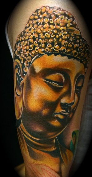 Art Junkies Tattoo Studio : Tattoos : Realistic : Buddha color portrait  tattoo