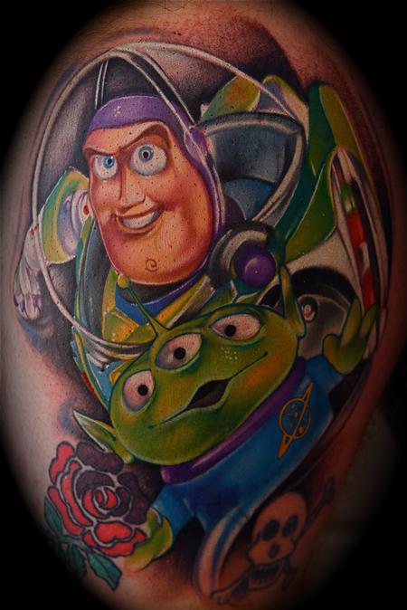 Buzz Lightyear Toy Story color Tattoo Mike DeMasi Art Junkies Tattoo