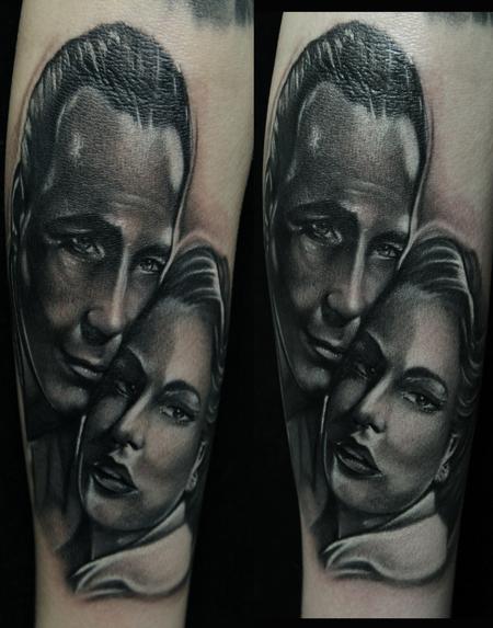 Mike Demasi - Casablanca Movie Black and Gray Portrait Tattoos