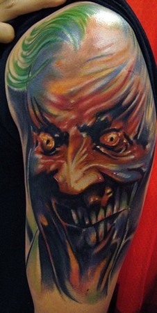 Mike Demasi - color portrait joker batman tattoo