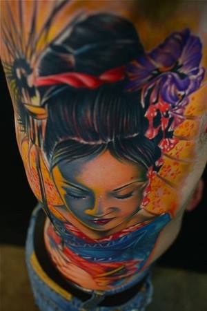 I am Geisha This tattoo took forever but it was well worth it lots of fun 