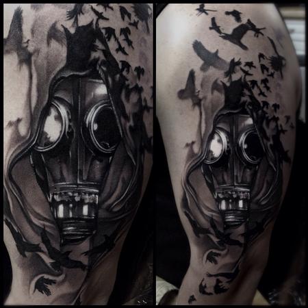 Mike Demasi - Gasmask Black and gray tattoo 