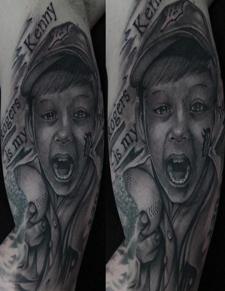 Mike Demasi - Kenny Rogers is My Hero black and gray Portrait Tattoo