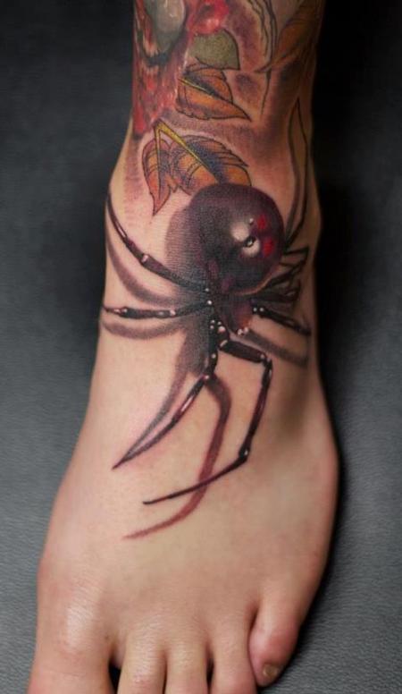 Tim Mcevoy - realistic black widow spider tattoo