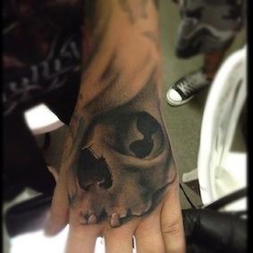 Ryan Mullins - Black and grey skull tattoo