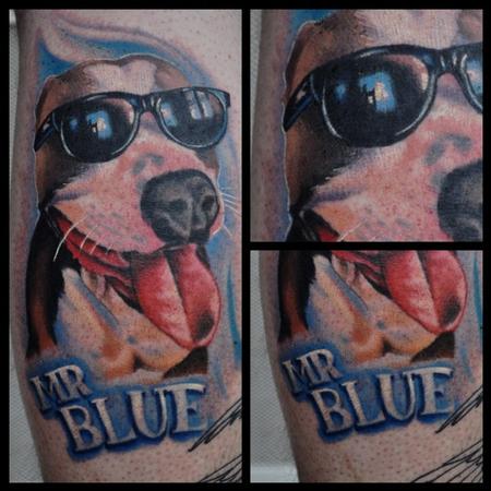 Aric Taylor The Dark Horse - colored dog portrait tattoo