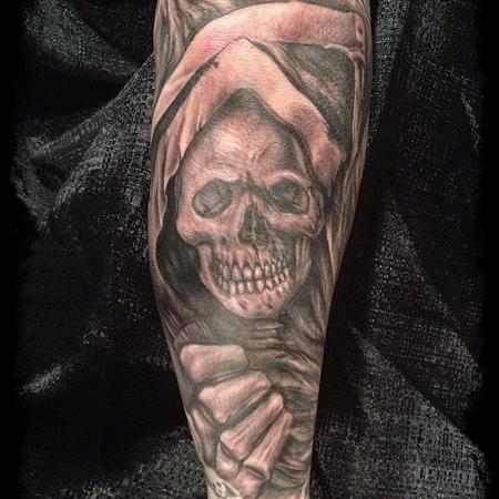 Big Gus - black and gray Grim Reaper tattoo