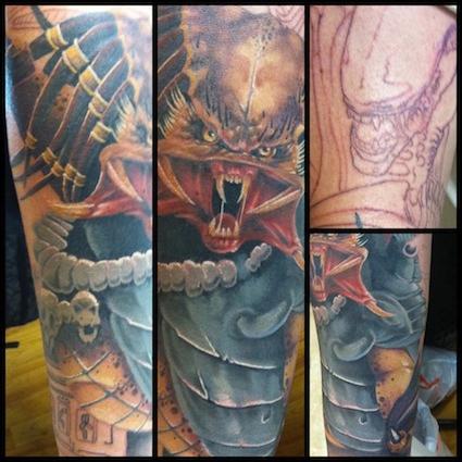 Tim Mcevoy - Colored Alien and Predator sleeve by Tim McEvoy Art Junkies Tattoos