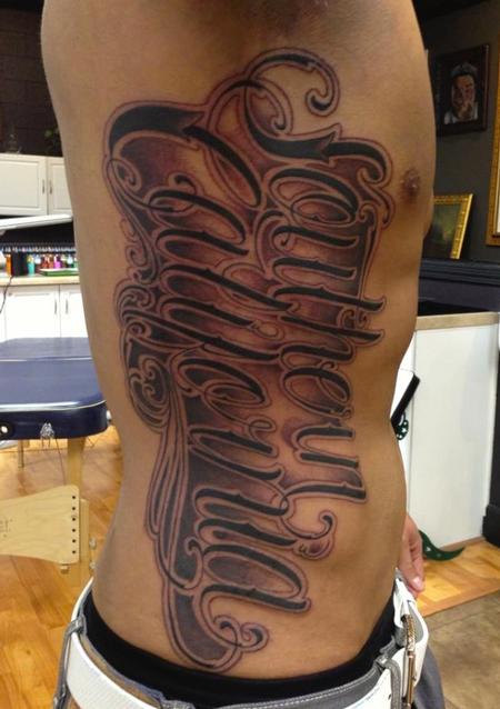 Tim Mcevoy - Black and Gray script tattoo, Tim McEvoy Art Junkies Tattoo