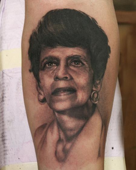 Tattoos - Realistic black and gray portrait, Ryan Mullins Art Junkies Tattoo  - 102022