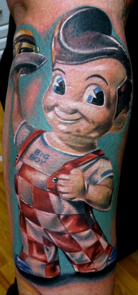 Brent Olson - Realistic color Bobs Big Boy tattoo, Brent Olson Art Junkies Tattoo