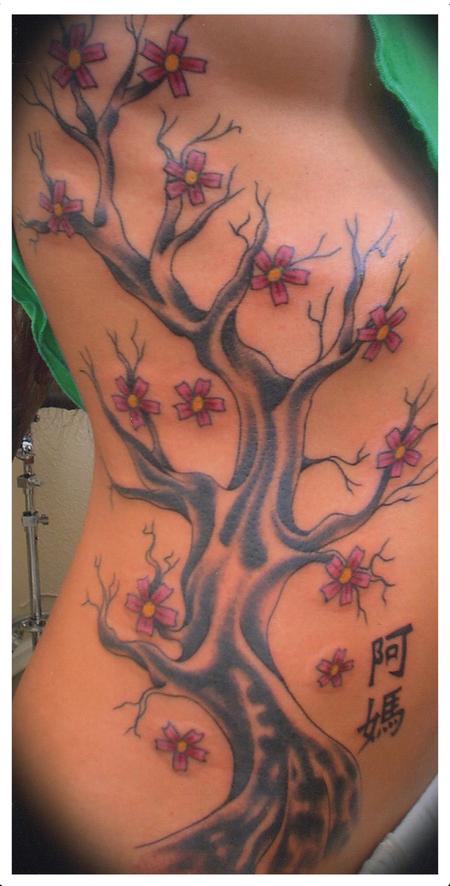 Tattoos - traditional cherry blossom tree tattoo, Scott Grosjean Art Junkies tattoo - 94894