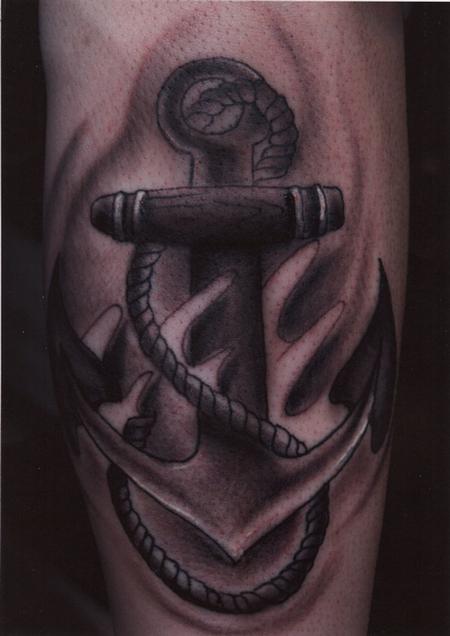Ryan Mullins - Black and Gray Anchor Tattoo