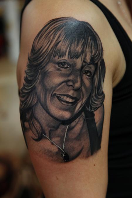 Mario Rosenau - Black and Grey realistic portrait tattoo