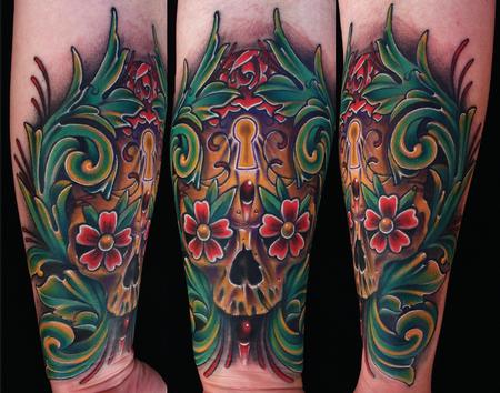 Traditional Color Skull Tattoo