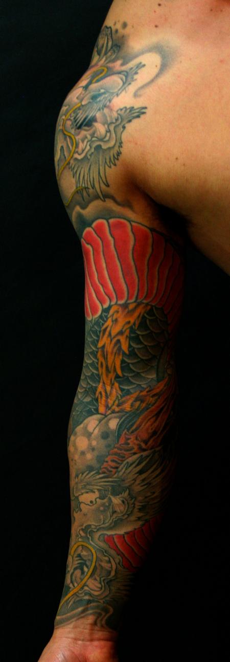 Color Dragon Tattoo Sleeve Tim McEvoy Art Junkies