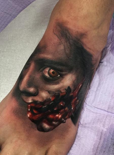 Tattoos - Black and gray evil dead portrait - 106702