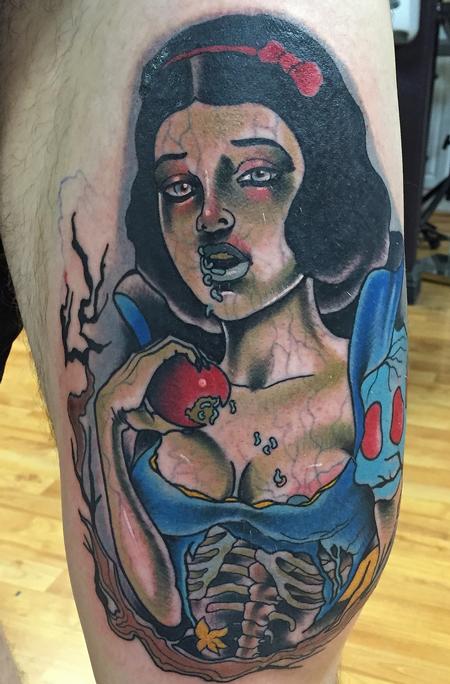 Gary Dunn - Traditional color zombie snow white tattoo, Gary Dunn Art Junkies Tattoo
