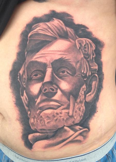 Tattoos - black and gray portrait of Abraham Lincoln tattoo - 99115