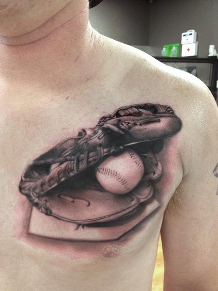 Ryan Mullins - Black and Grey Realistic Baseball and Glove