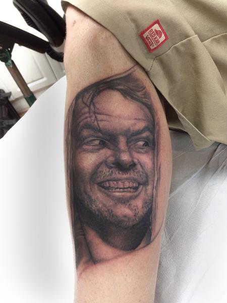 Ryan Mullins - Black and Grey portrait of Jack Nicholson from The Shining 