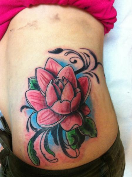 beautiful colorful traditional water lily on clients side