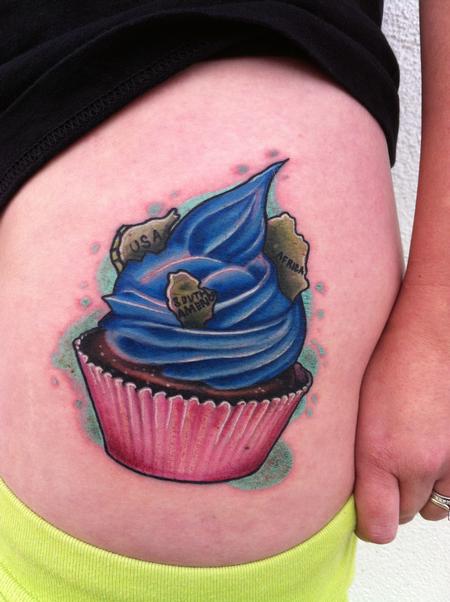 Mike Riedl - Color cupcake tattoo, Mike Riedl Art Junkies Tattoo