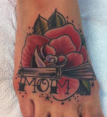 Traditional Rose Foot Tattoo